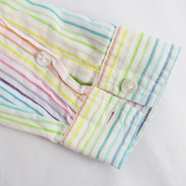 BFA Classics Rainbow Striped Button-Down Cotton Shirt Women's Medium