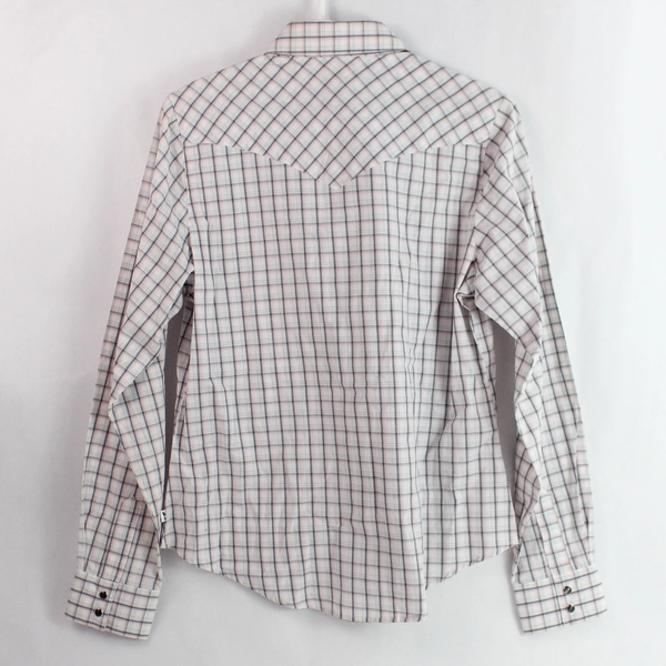 Rockies Pink and Gray Plaid Snap Button Long-Sleeve Cotton Shirt Women's Medium
