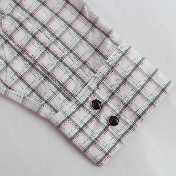 Rockies Pink and Gray Plaid Snap Button Long-Sleeve Cotton Shirt Women's Medium