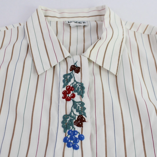 Koret Embroidered Multicolor Striped Button-Down Shirt Women's