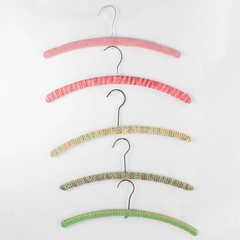 Vintage Lot of 5 Hand Crocheted Varied Color Yarn Covered Clothing Hangers