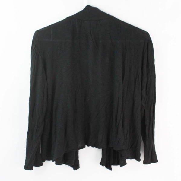 JKLA California Black Open-Front Half-Sleeve Cotton Top Women's Size Large