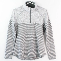 Avia Gray Striped 1/4-Zip Athletic Pullover Jacket Women's Size Medium 8-10