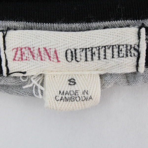 Zenana Outfitters Black & Gray Striped Half-Sleeve Top Women's Size Small