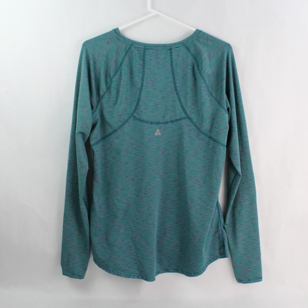 Tek Gear Green and Purple Striped Long-Sleeved Workout Top Women's Medium