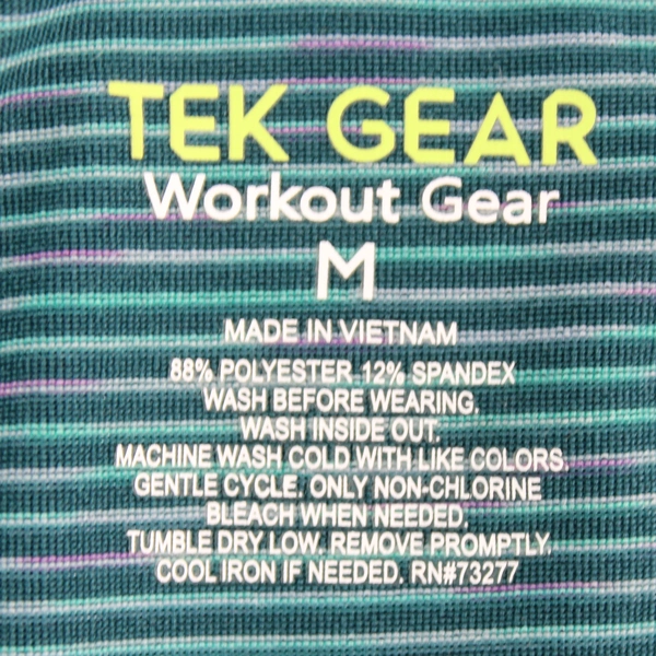 Tek Gear Green and Purple Striped Long-Sleeved Workout Top Women's Medium
