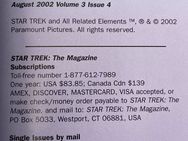 Lot of 2 Star Trek The Magazine July August 2002 Volume 3 Issues 3 & 4
