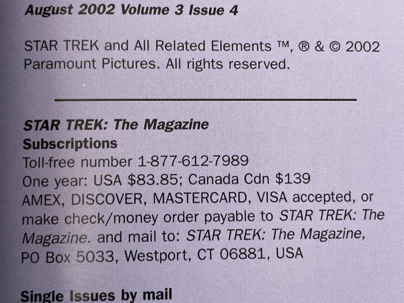 Lot of 2 Star Trek The Magazine July August 2002 Volume 3 Issues 3 & 4