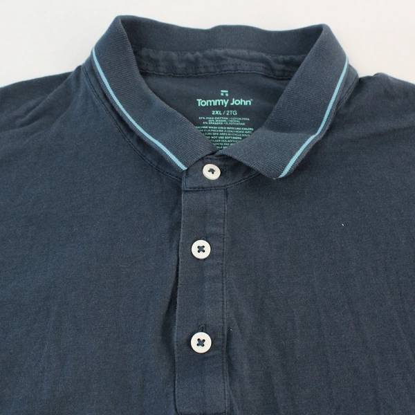 Tommy John Blue Cotton Blend Polo Shirt Men's Size 2XL