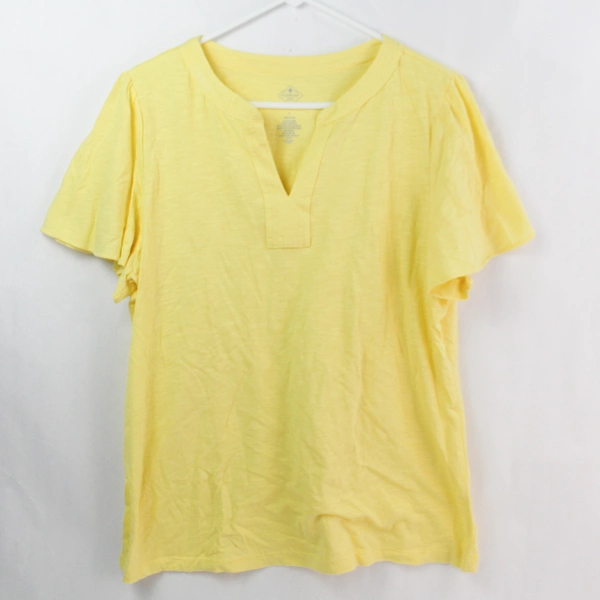 St. John's Bay Yellow Cotton T-Shirt Women's Size Large