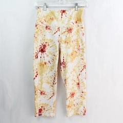 Ideology Red Yellow and White Tie Dye Pattern Capri Leggings Women's Small