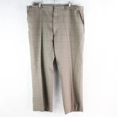 John Blair Brown-Gray Plaid Slacks Dress Pants Men's 46W x 30L
