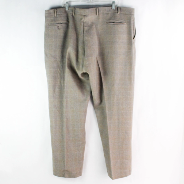 John Blair Brown-Gray Plaid Slacks Dress Pants Men's 46W x 30L