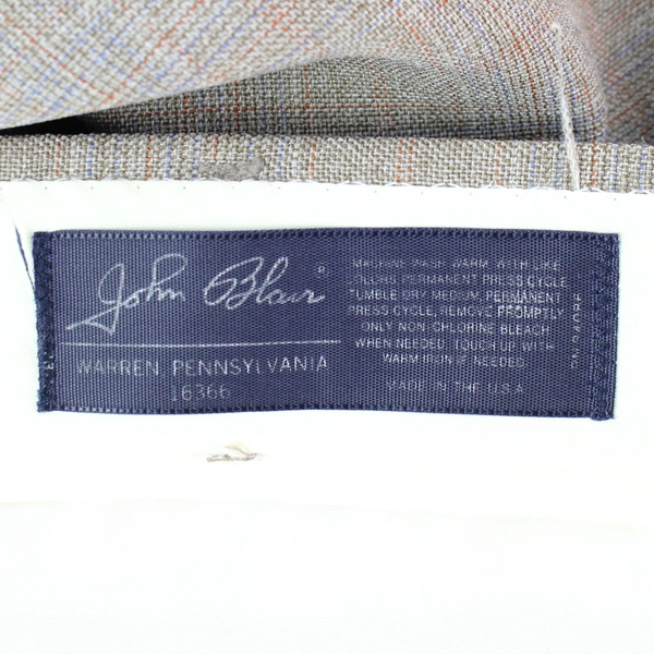 John Blair Brown-Gray Plaid Slacks Dress Pants Men's 46W x 30L