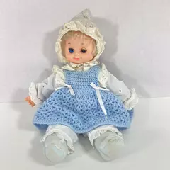 Vintage Uneeda Rubber And Cloth Doll Blonde Hair Open And Close Eyes 13.5 Inch
