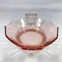 Vintage Imperial Glass Molly Pink Handled Bowl
