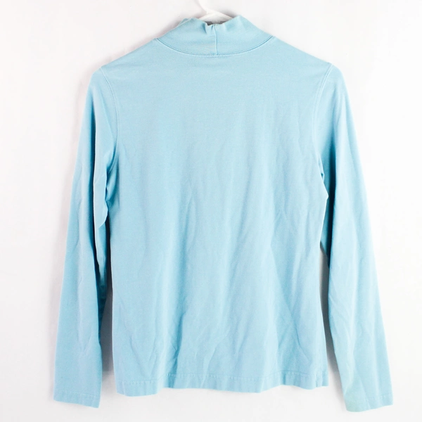 Talbots Petites Blue Cotton Mock Neck Long-Sleeved Shirt Women's Size P