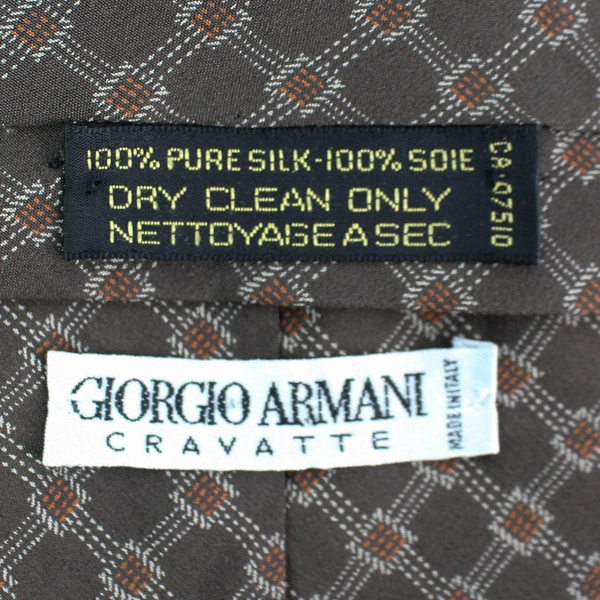 Vintage Giorgio Armani Cravatte Brown Patterned Pure Silk Men's Necktie Italy