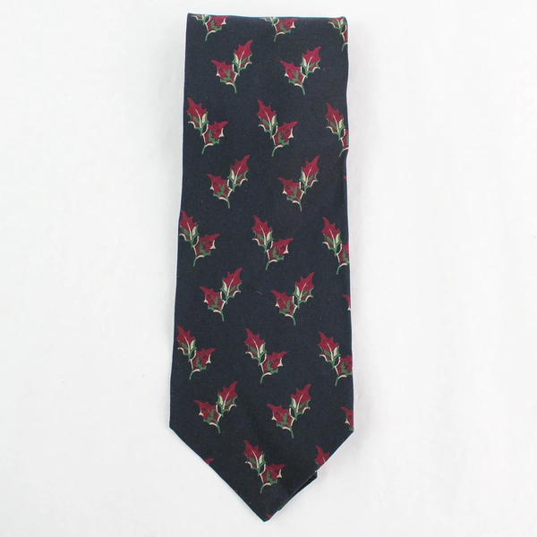 Vintage Giorgio Armani Cravatte Holly Leaf Pattern Pure Silk Men's Necktie Italy