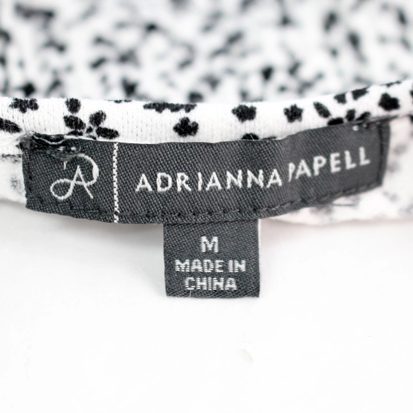 Adrianna Papell Black & White Flower Print Flutter Sleeve Blouse Women's Medium