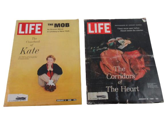 Lot of 2 Vintage Life Magazines January 5 & 19 1968 The Mob & Corridors Of Heart