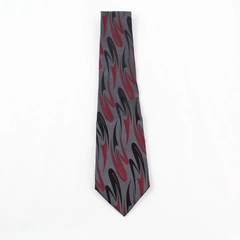 Vintage Lazo Gray Black and Red Patterned Men's Silk Necktie Italy