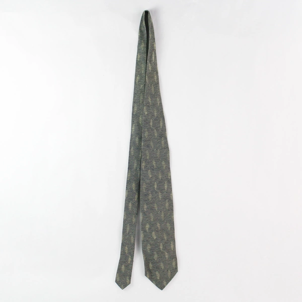 Tino Cosma Black and Yellow Wavy Patterned Men's Silk Necktie