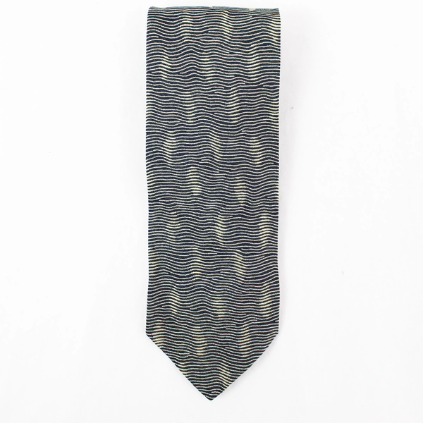 Tino Cosma Black and Yellow Wavy Patterned Men's Silk Necktie