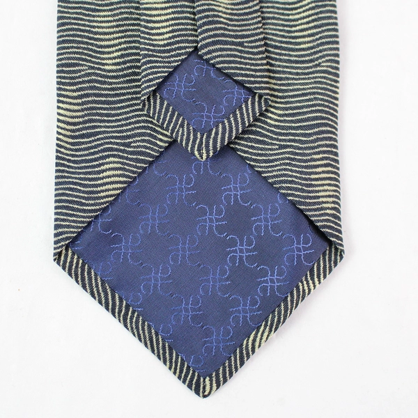 Tino Cosma Black and Yellow Wavy Patterned Men's Silk Necktie