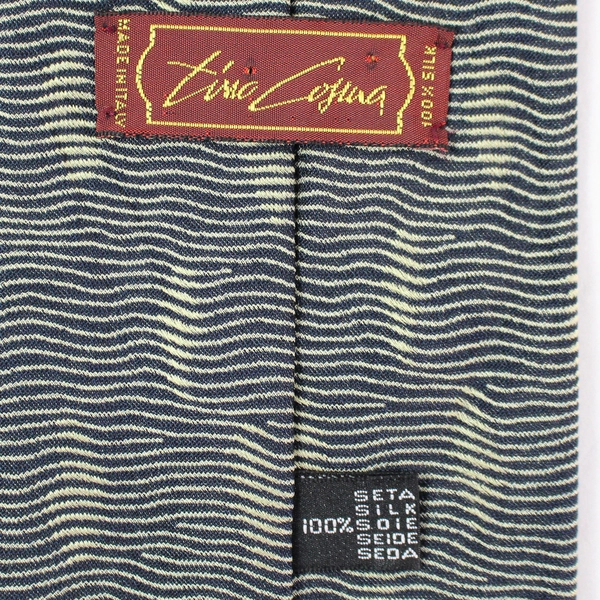 Tino Cosma Black and Yellow Wavy Patterned Men's Silk Necktie