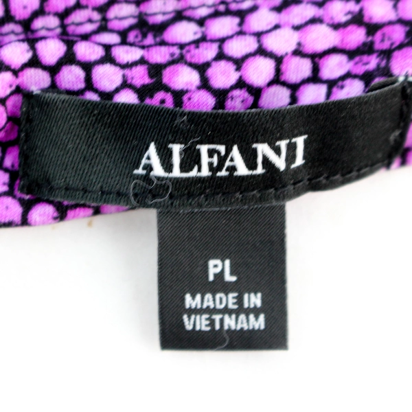 Alfani Purple Dotted and Striped 3/4-Sleeve Blouse Women's Size PL