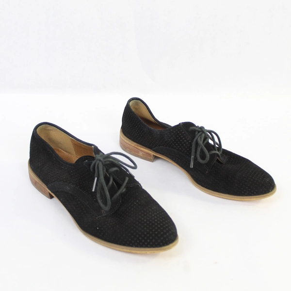 Vintage Susina Black Loafers Women's Size 9M Lace-Up Shoes Pre-Owned