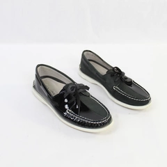 Sperry Top-Sider Women's Black Patent Leather & Suede Loafers Size 8 Pre-owned