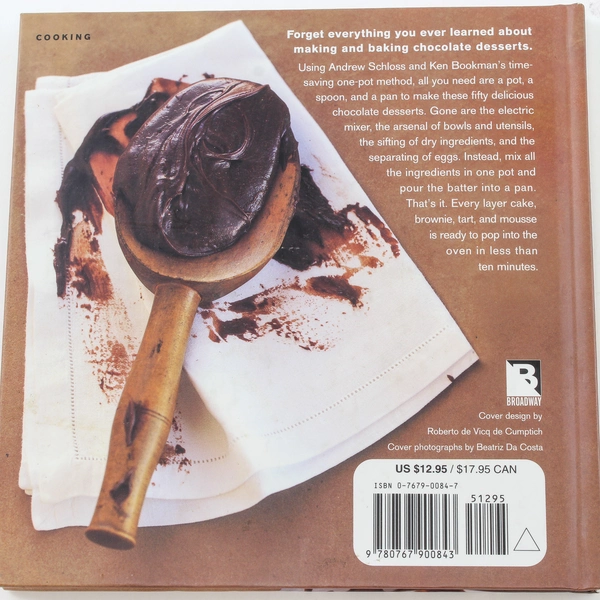 One Pot Chocolate Desserts by Andrew Schloss 1997 Hardcover Cookbook