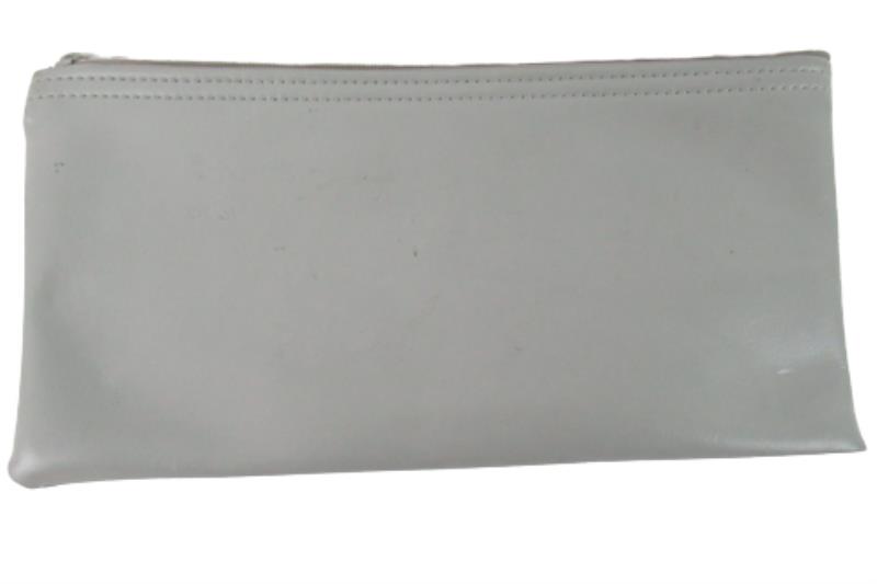 Vintage US Bank Gray Zip Closure Cash Money Deposit Bag Blue Logo USA Rifkin