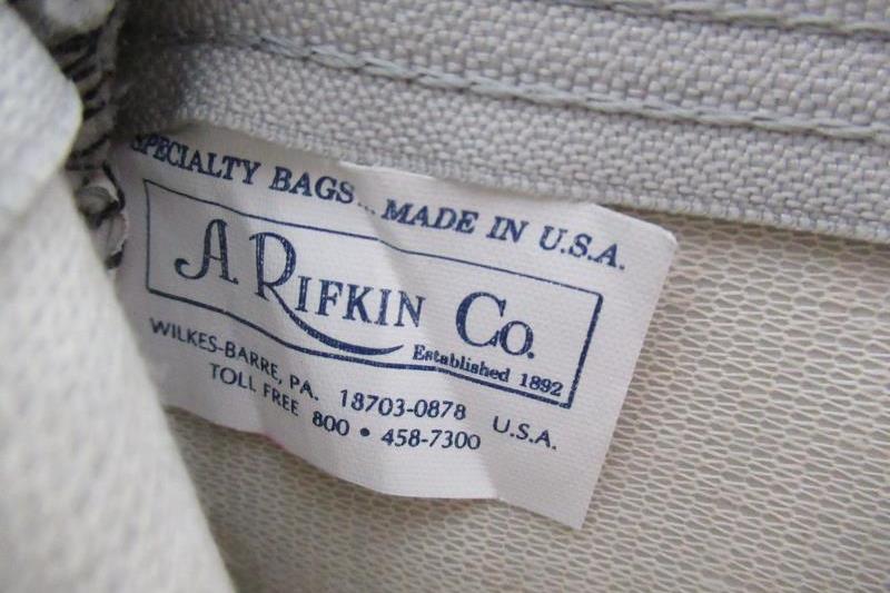 Vintage US Bank Gray Zip Closure Cash Money Deposit Bag Blue Logo USA Rifkin
