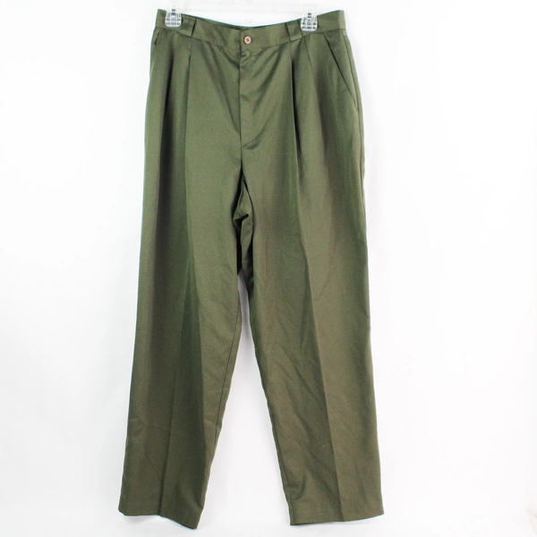 Fundamental Things Petites Green Front Pleated Dress Pants Women's Size 14