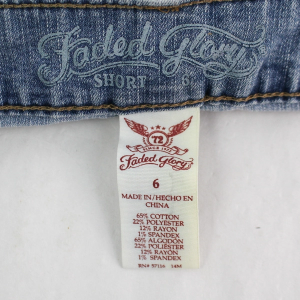 Faded Glory Light Wash Denim Jean Shorts Women's Size 6