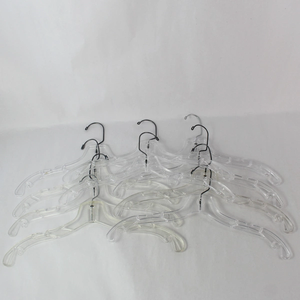 Lot of 10 Clear Plastic Clothes Hangers Closet Storage Organization Notched