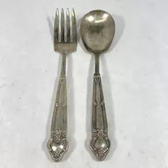 Vintage Marianne Silver Plate Salad Fork And Spoon Set