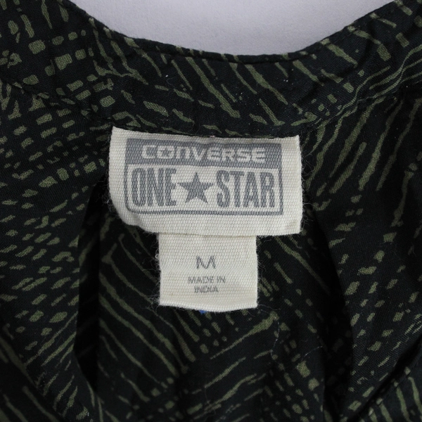 Converse One Star Women’s Medium Tank Top Sleeveless Top Black Green V Neck