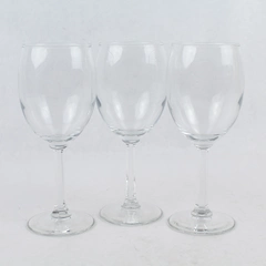 Lot of 3 Unmarked Clear Stemmed Wine Glasses Drinkware