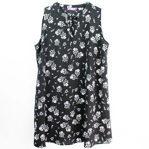 Adore Me Flower Patterned Sheer Black Knee-Length Dress Women's XL