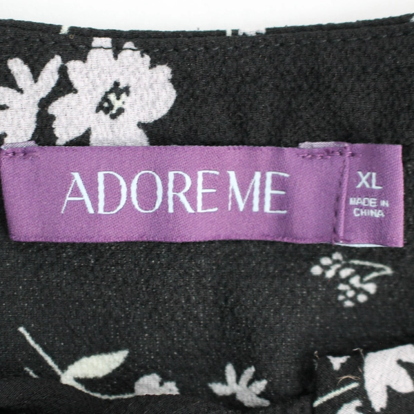Adore Me Flower Patterned Sheer Black Knee-Length Dress Women's XL