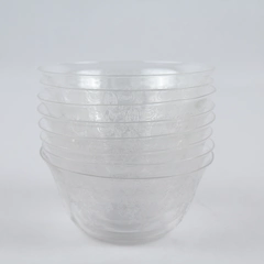 Lot of 8 Small Unbranded Clear Glass Bowls With Vine Etching