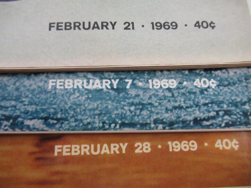 Lot of 3 Vtg Life Magazines Feb 7 21 28 1969 Pueblo Winter White House Moon
