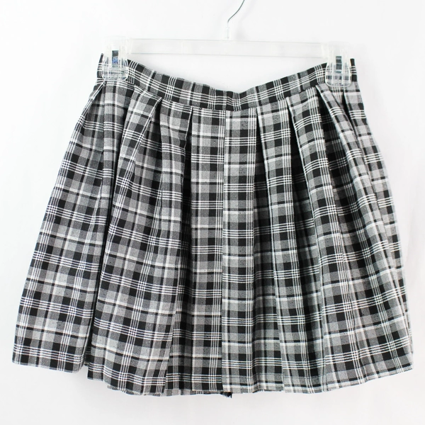 Cali 1850 Los Angeles Gray Black White Plaid Pleated Skirt Women's Size Small