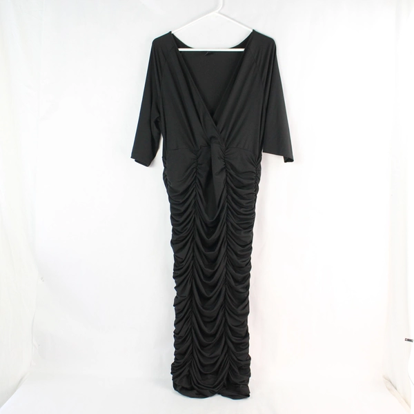 Shein Ruffled Black Half-Sleeve Long Dress Women's Size XL