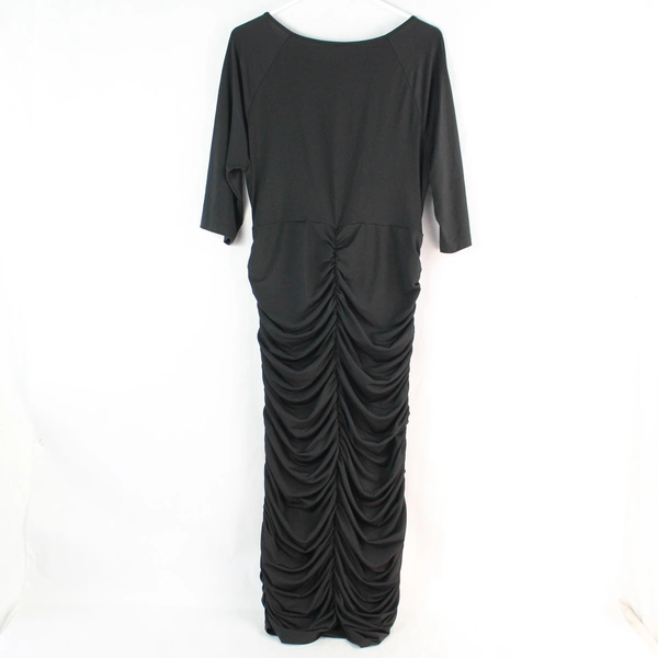 Shein Ruffled Black Half-Sleeve Long Dress Women's Size XL