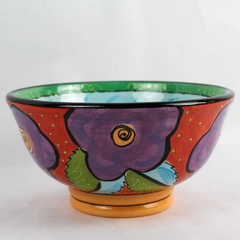 LG Gossett Studio Pottery Hand-Painted Multicolor Ceramic Bowl 7.5"